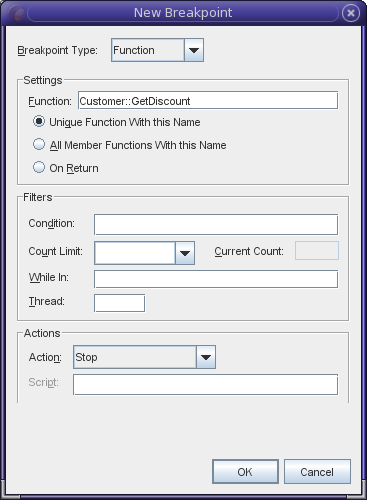 New Breakpoint dialog box