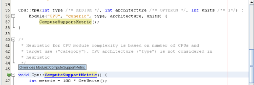 Editor window with override annotation