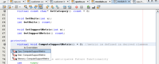 Editor window with methods list