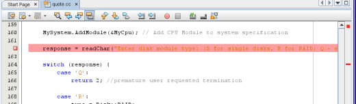 Editor window showing line breakpoint