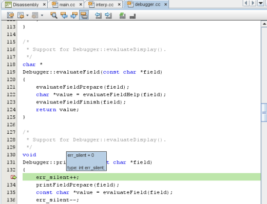 Editor window with balloon evaluation Editor window with balloon evaluation