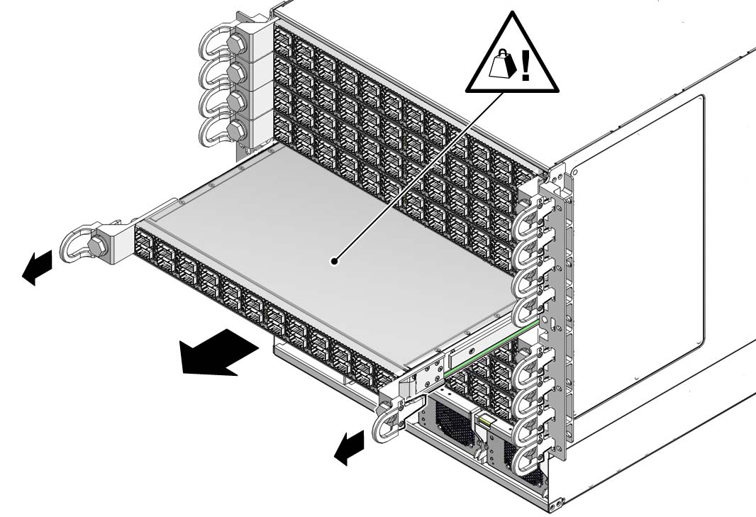 Illustration shows a line card being removed.