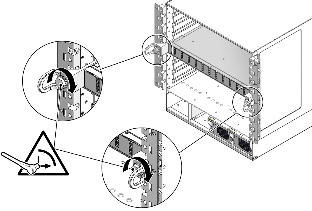 Illustration shows how to tighten the stiffener bolts.