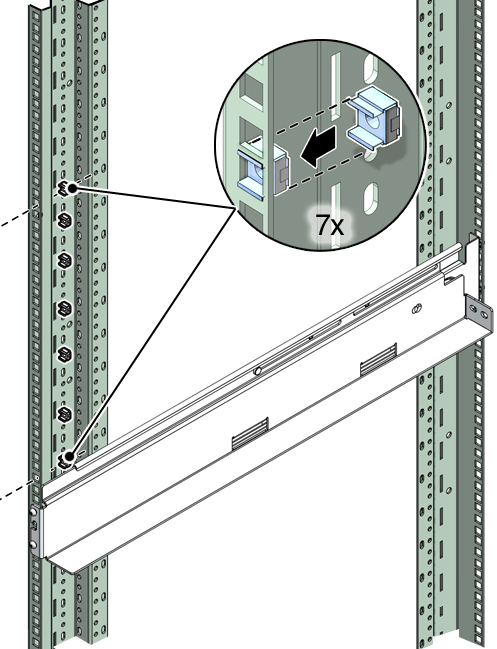 Illustration shows the 7 captive nuts being installed.
