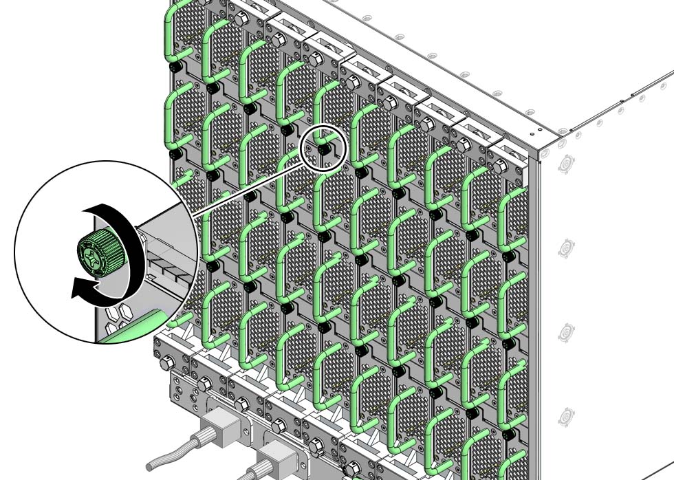 Illustration shows a fan being secured.