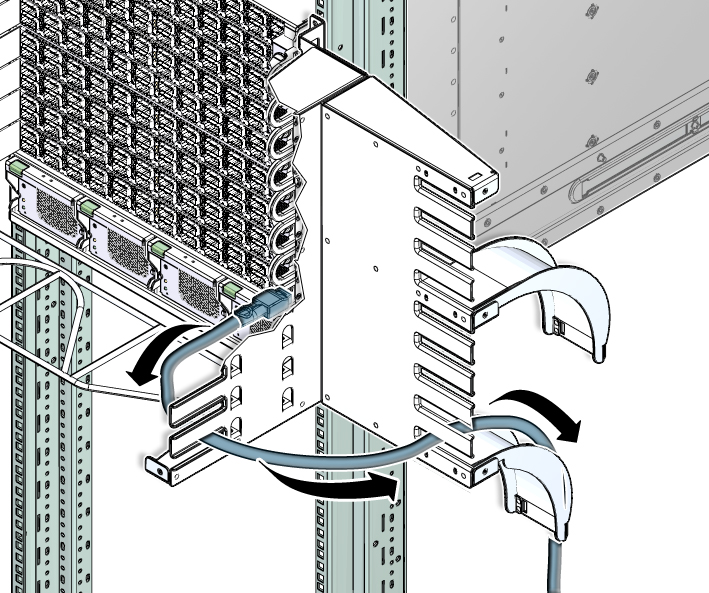 Illustration shows the InfiniBand cable feeding through the cable tree.