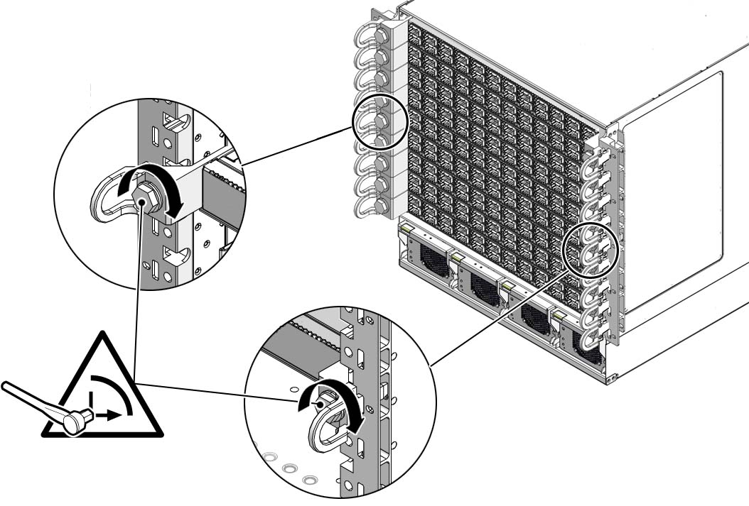 Illustration shows a line card being secured.