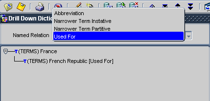 Choosing a named relation from the Drill Down window