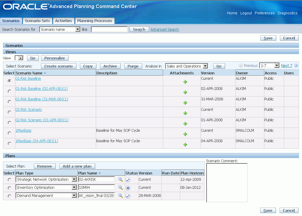 Oracle Advanced Planning Command Center User's Guide