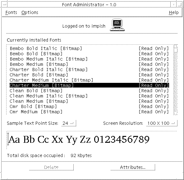 Image shows the Font Administrator main window.