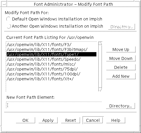 Image lists the available font paths.