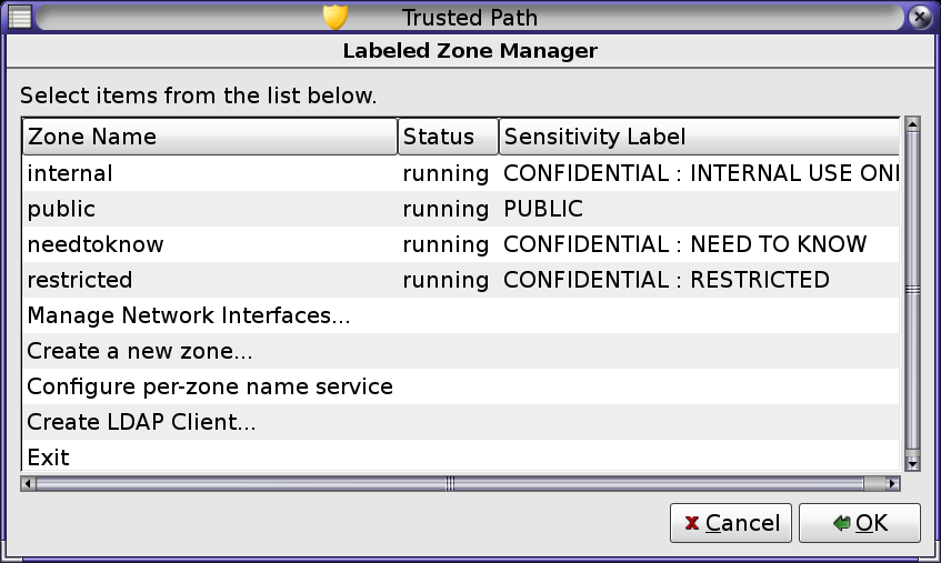 The Labeled Zone Manager displays four running zones.