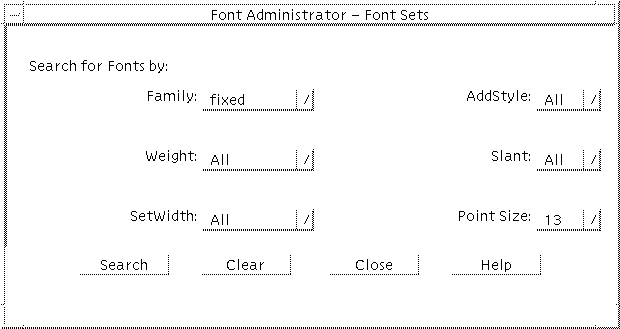 Image shows the font search function on the Options menu.