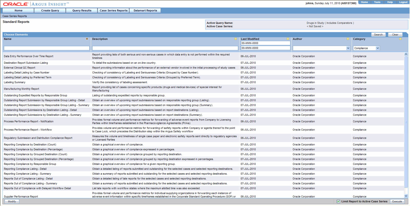 Generating Standard Reports