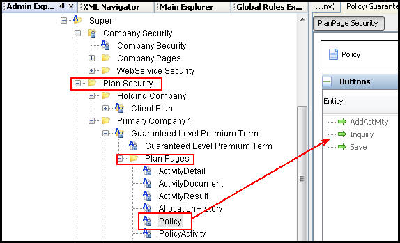 Policy screen button security