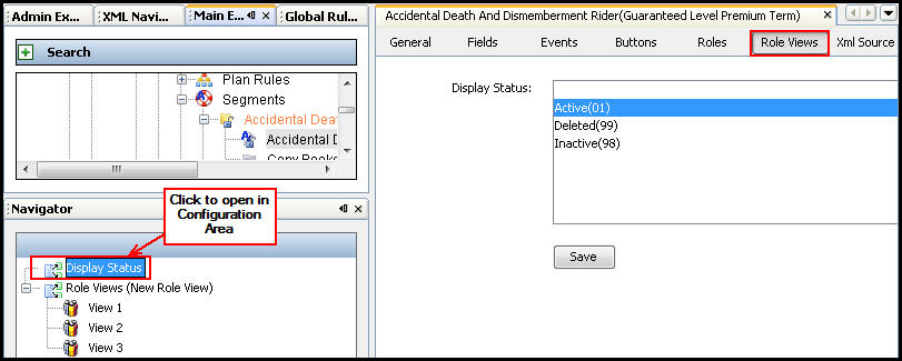Role Views Display option
