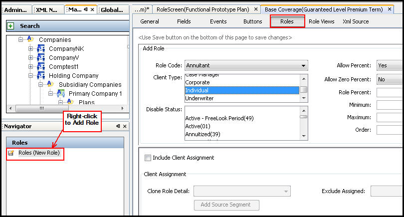 Segment Roles Pane