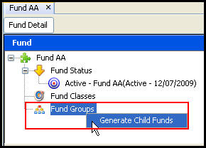 Generate child funds right-click option