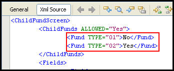 Child fund screen XML