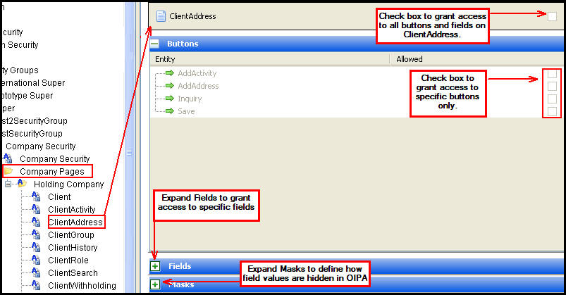 company page open in configuration Pane
