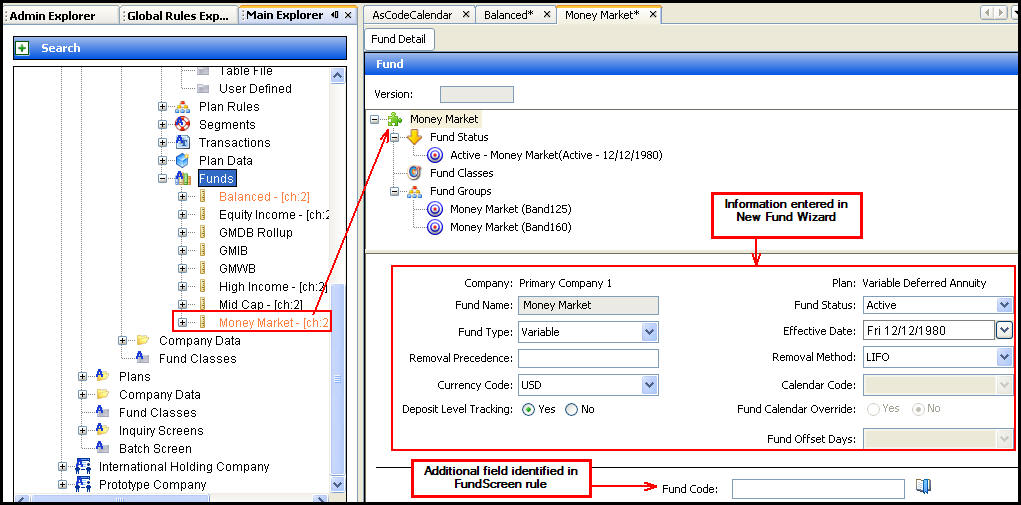 Fund Details in Main Explorer