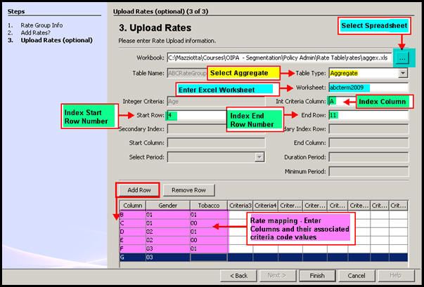 Upload Aggregate Rates Wizard