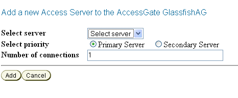image:This screen shot shows associating an Access Server with the AccessGate.