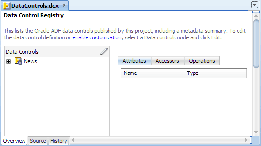 Overview editor for DataControls.dcx