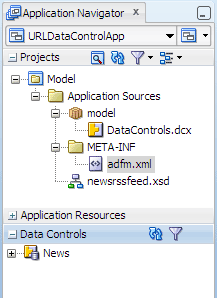 Application Navigator, Data Controls panel
