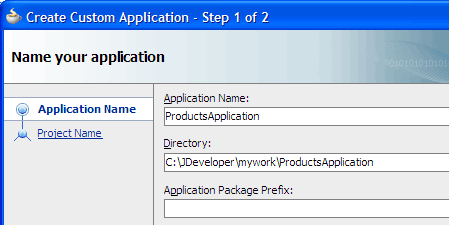 New Application Dialog