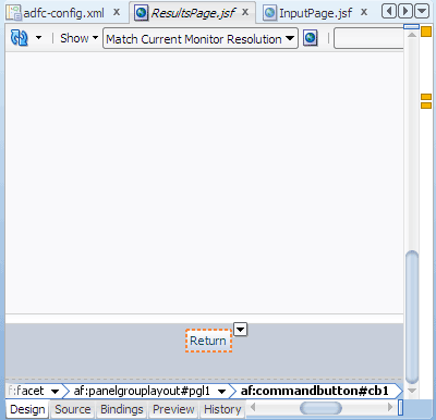 Visual editor, ResultsPage, Return button