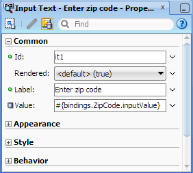 Property Inspector, input text label