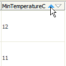 sorting icon on column header in table
