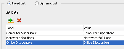 Configure List of Values dialog
