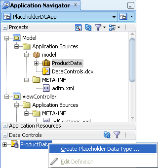 Create Placeholder Data Type menu