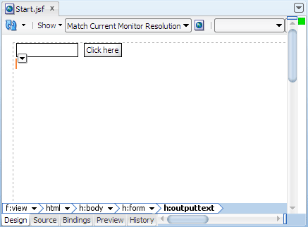 Start page in visual editor