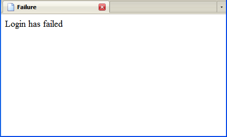Failure page in browser