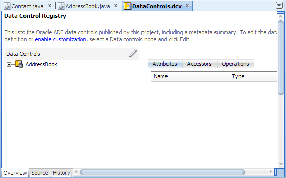 Overview editor for DataControls.dcx