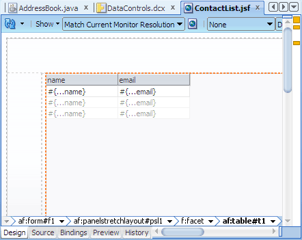 New table in visual editor