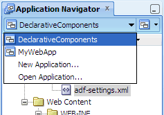 selecting application from dropdown in Application Navigator