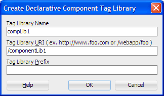 Create Declarative Component Tag Library dialog