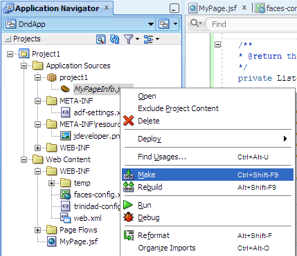 Application Navigator, Make context menu