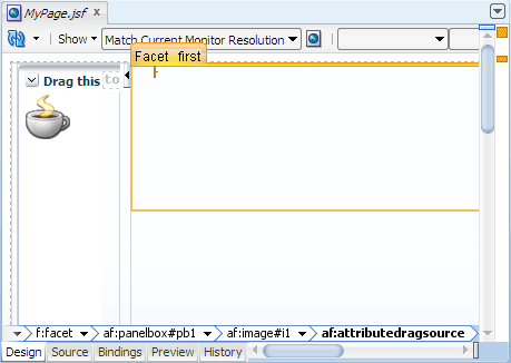 Visual editor, inserting into first facet on the right