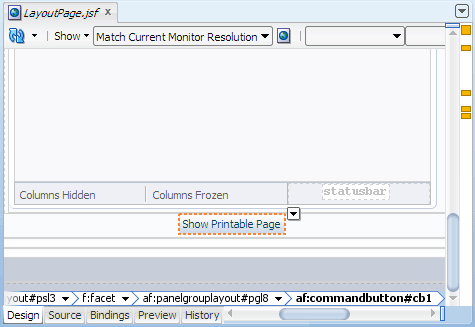 Visual editor, button component