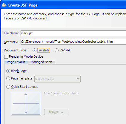 Create JSF Page