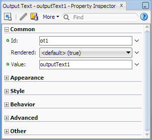 Property Inspector, Output Text