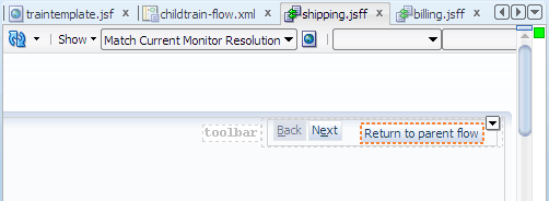 Visual editor, Train Button Bar on page fragment