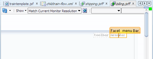 Visual editor, dropping into menuBar facet