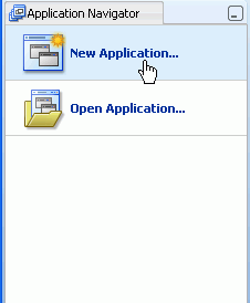 Application Navigator with cursor on New Application menu option