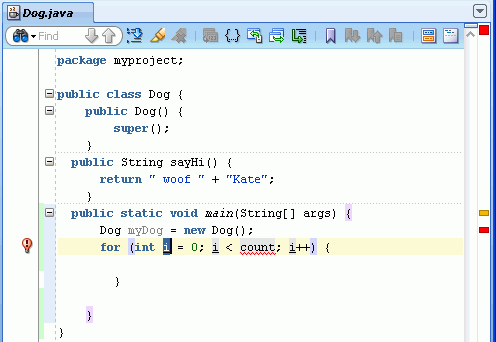 Source code editor with the template code inserted.